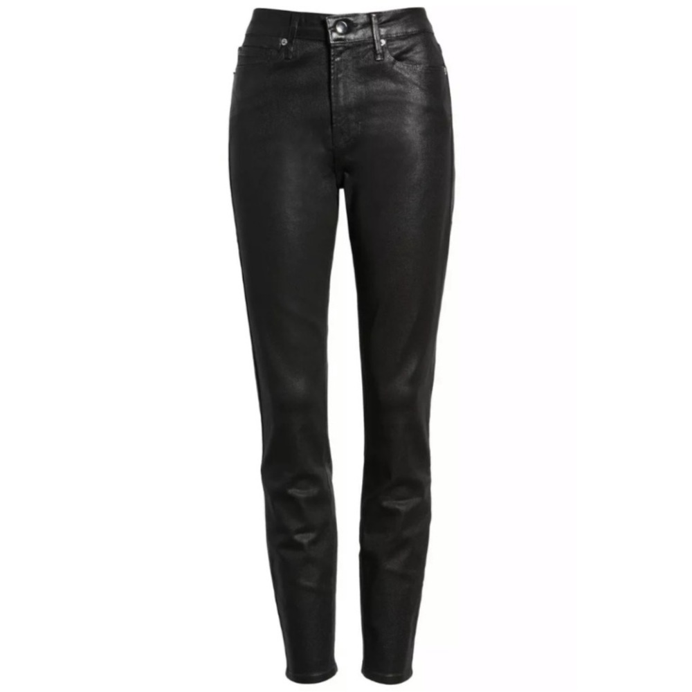 Good American size 14 /32 black high waist coated  leather look with sheen NWOT